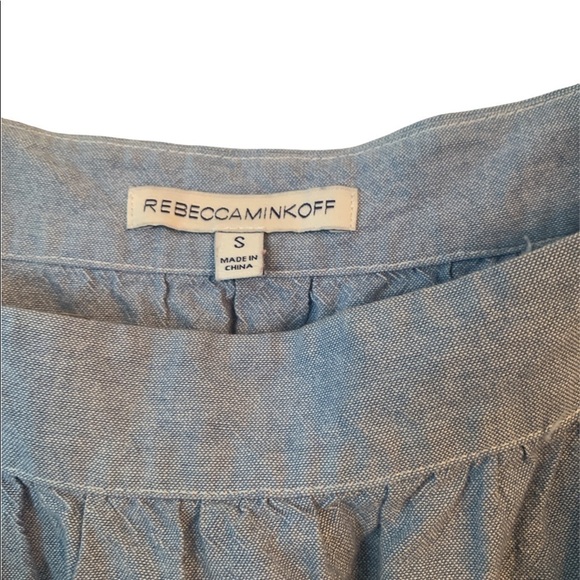 Rebecca Minkoff Lucy Embroidered-hem Midi Dress In Blue Chambray Size Small - Picture 7 of 9